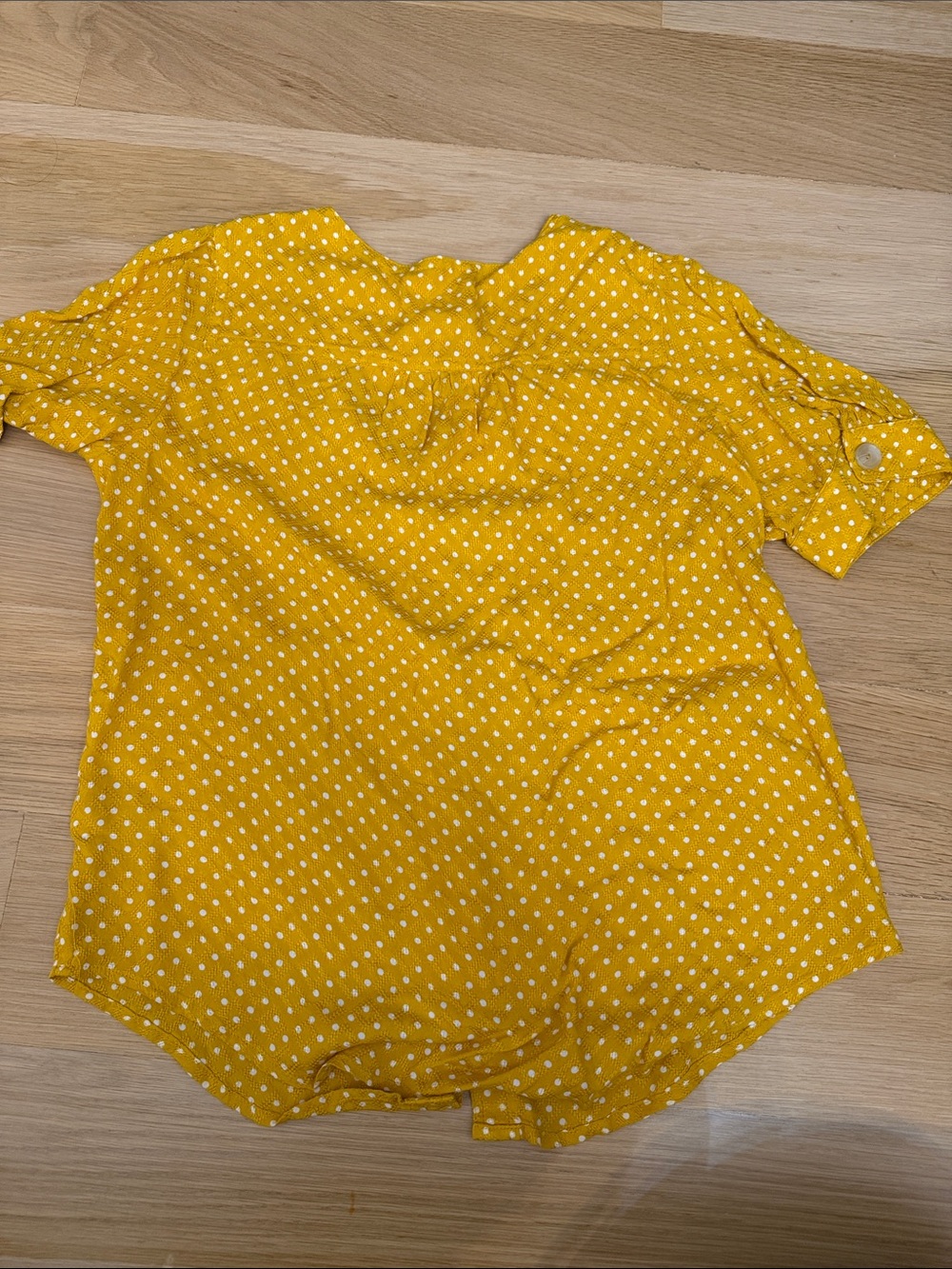 Maeve Yellow Polka Dot Button-Front Blouse - Picture 4 of 4